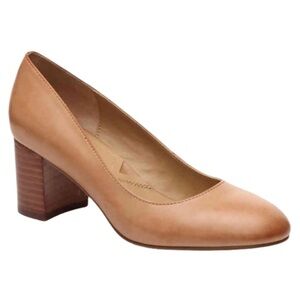 Adrienne Vittidini Glatz tan leather wooden heels